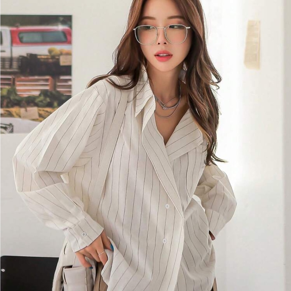 SHEIN Dazy collection stripped button down shirt